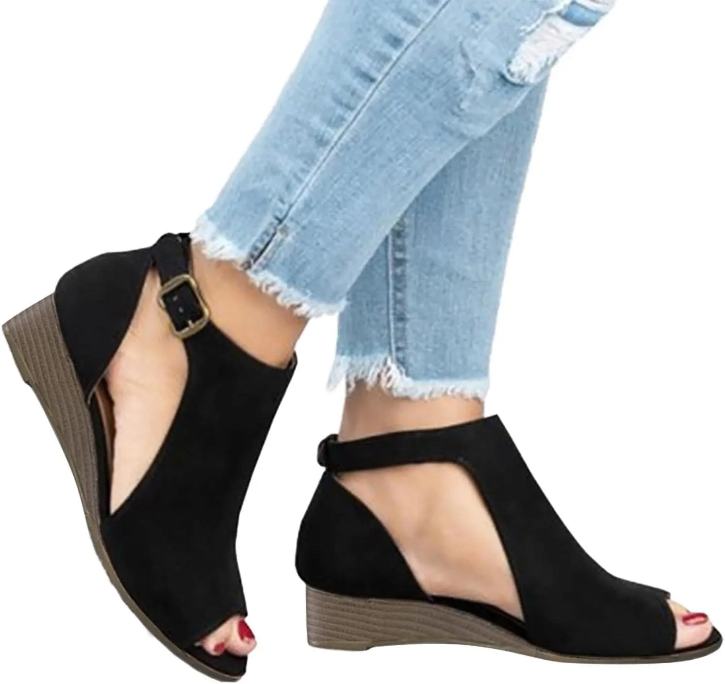 Womens Wedge Sandals Ankle Strap Open Toe Platform Sandal Summer Casual Espadrille Wedge Heels Comfy Walking Shoes