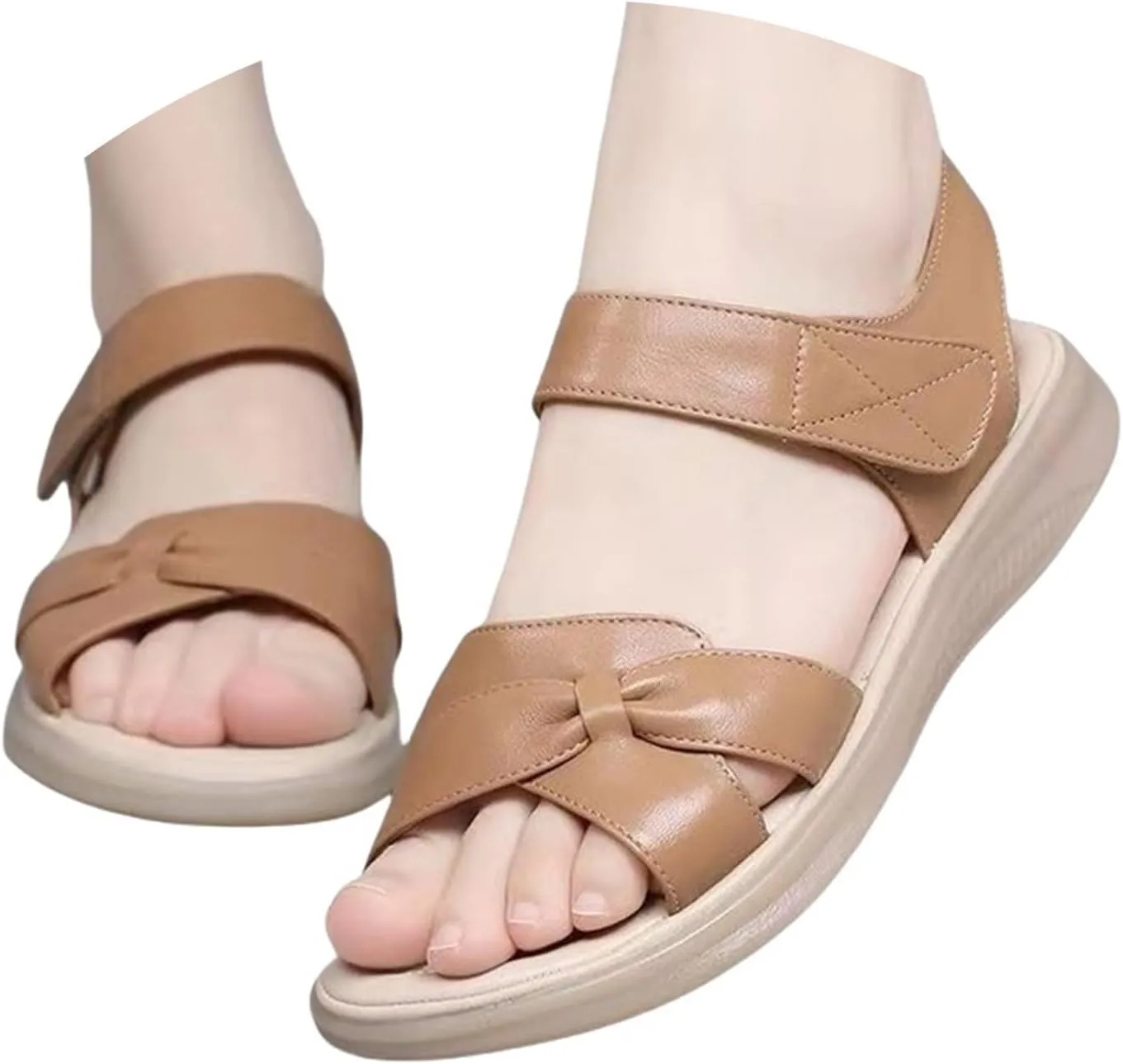 Womens Wedge Sandals Comfortable Lightweight Walking Orthopedic Sandals Ankle Strap Casual Shoes Summer Slip On Beach Slides