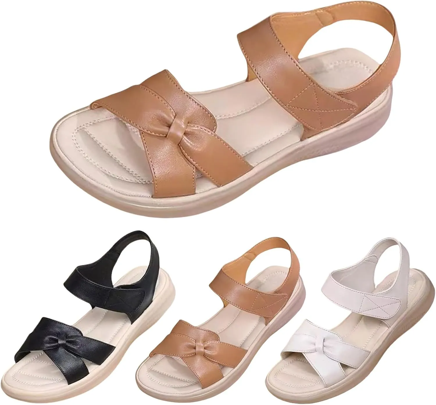 Womens Wedge Sandals Comfortable Lightweight Walking Orthopedic Sandals Ankle Strap Casual Shoes Summer Slip On Beach Slides