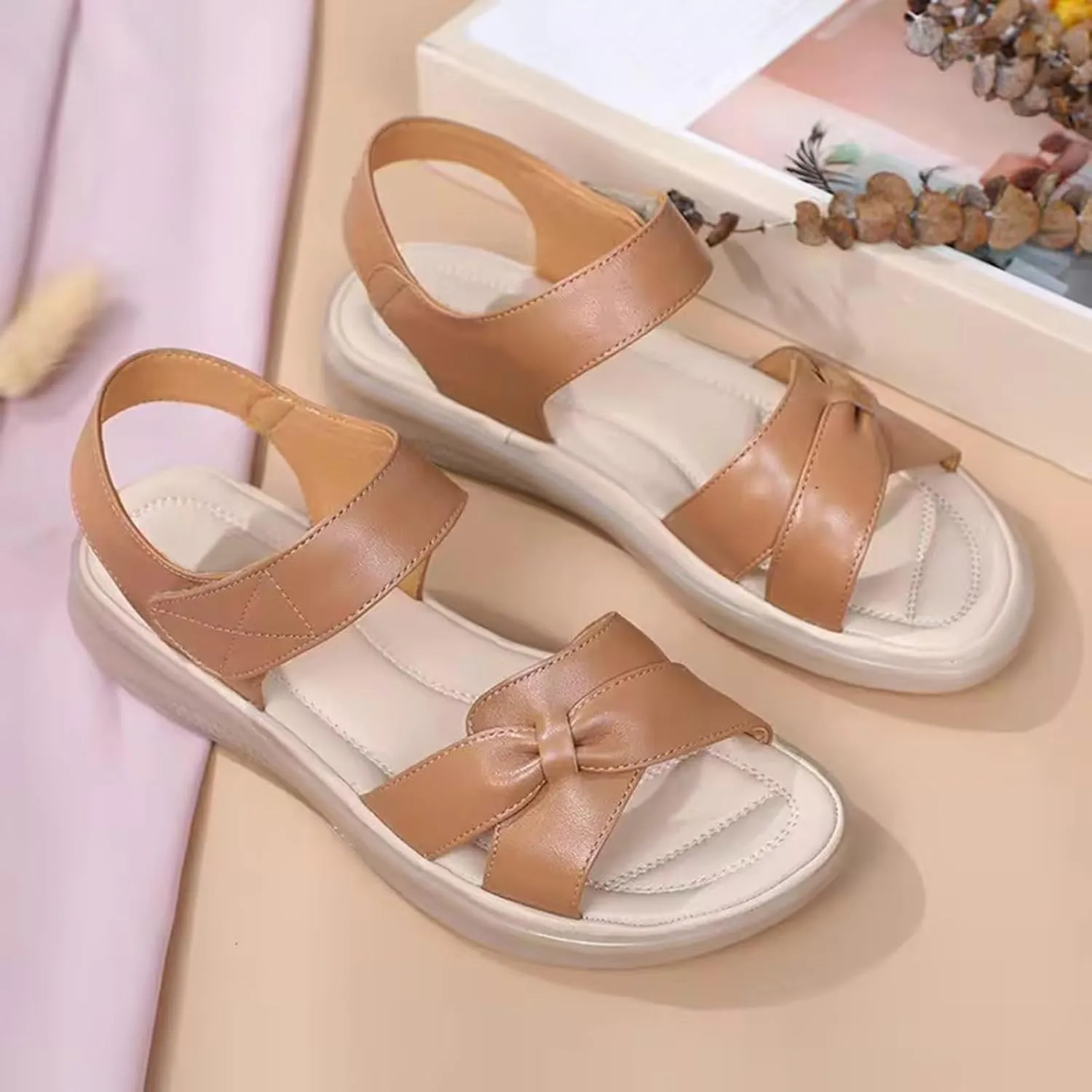 Womens Wedge Sandals Comfortable Lightweight Walking Orthopedic Sandals Ankle Strap Casual Shoes Summer Slip On Beach Slides