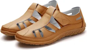 Women's Wedge Sandals Summer Dressy Closed Toe Hollow Out Bohemia Gladiator Shoes Comfortable Softsole Flat Beach Fisherman Sandals