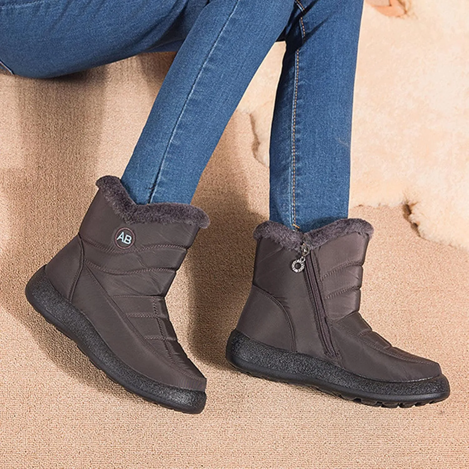Womens Wide Size 10.5 Snow Boots Women's Winter Boots Wide Width Waterproof Winter Boots for Women Slip ons Outdoor Waterproof Rubber Boots for Women Snow Shoes for Women Slip on