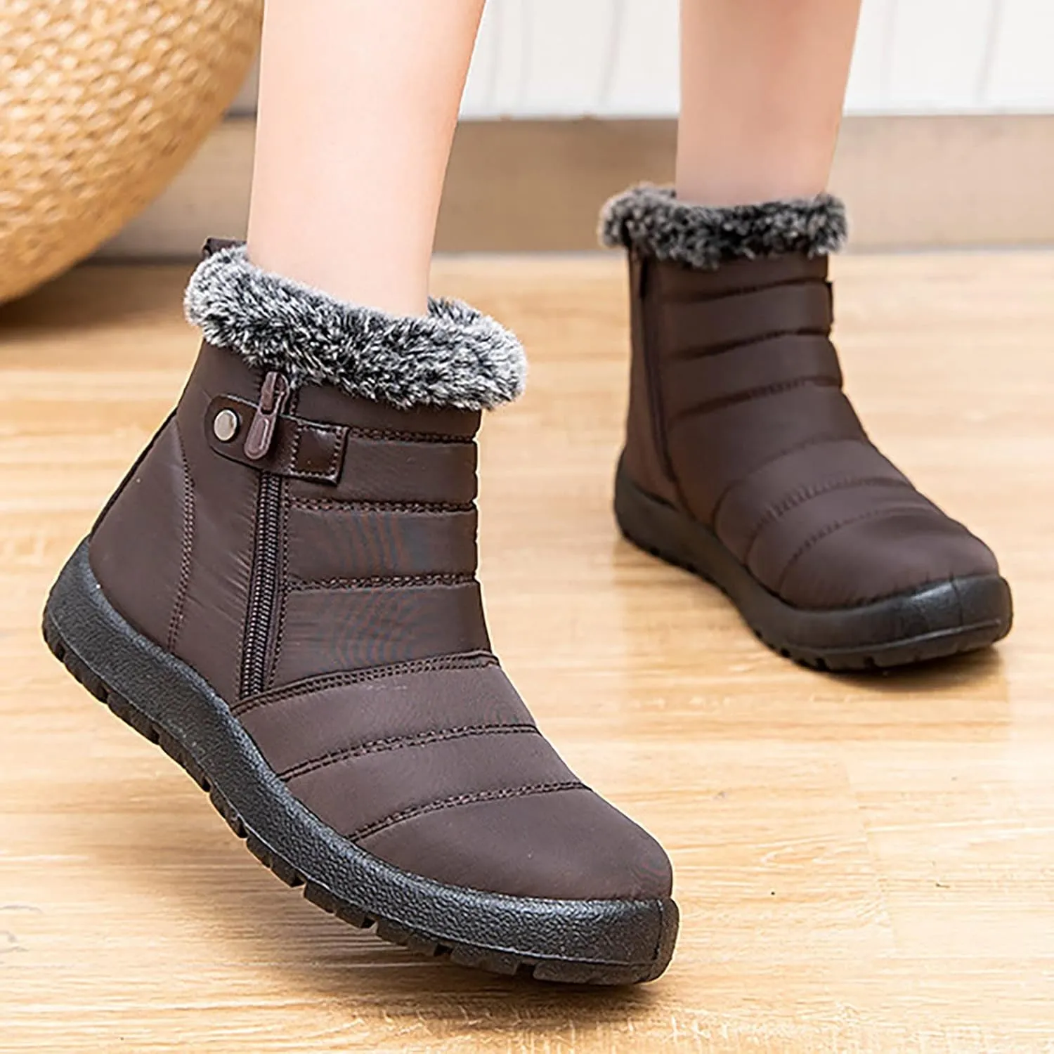 Women's Wide Width Tall Snow Boots Wide Foot Snow Boot for Women Slip on Boots for Women Ankle Booties Winter Womens Size 11 Wide Waterproof Boots Cute Waterproof Black Womens Boots