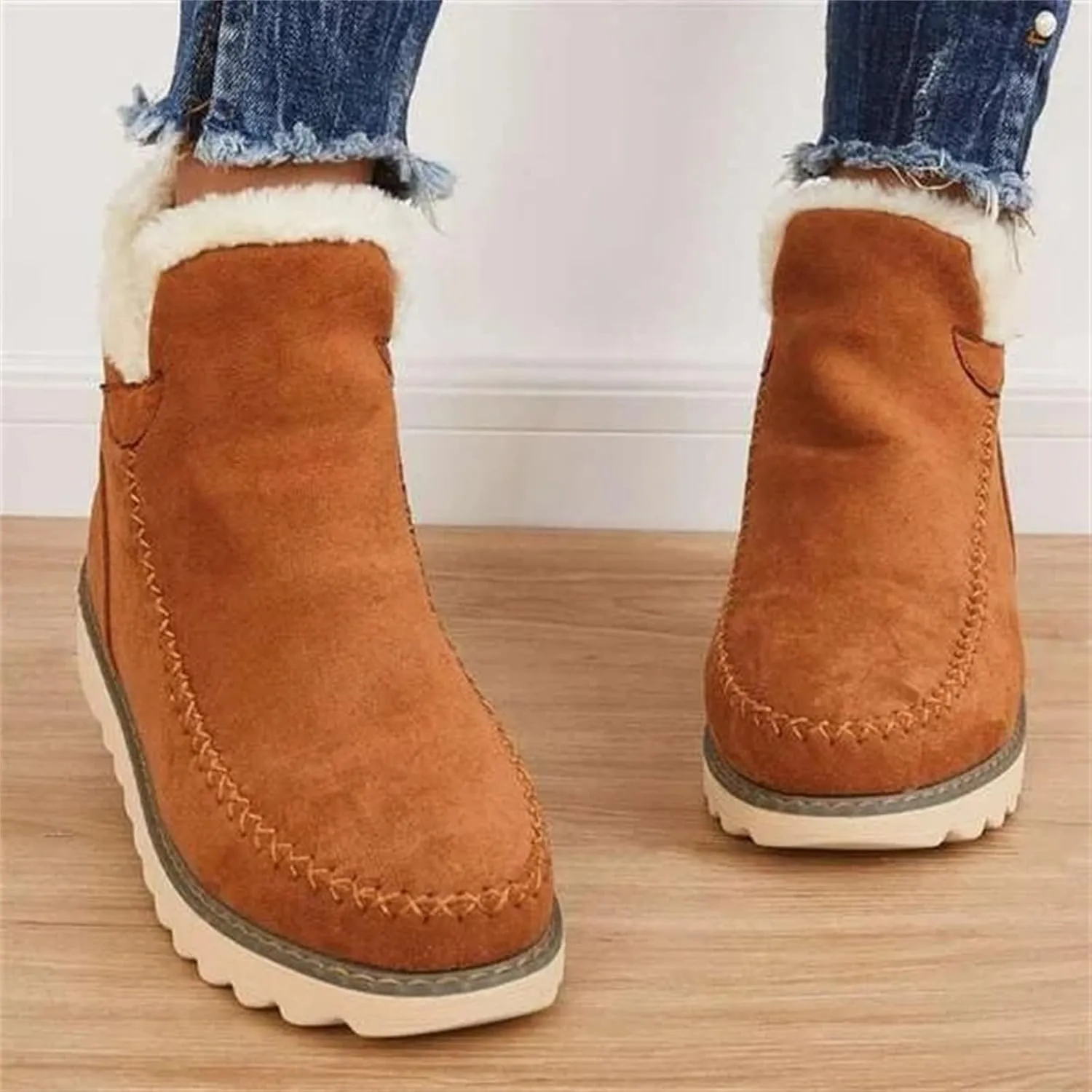 Womens Winter Snow Boots Fur Lined Women's Non Slip Work Boots Waterproof Snow Boots for Women Wide Feet Wedge Heel Winter Boots for Women Platform Ankle Winter Boots for Women