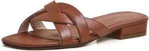 Women's Woven Hollow Leather Slippers - Low Heels Summer Casual, Fashion Arrival Flats