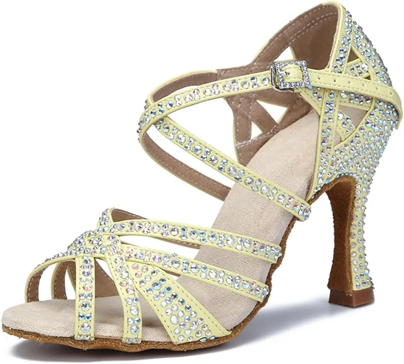 Women's Yellow Latin Dance Shoes - Salsa Tango Party High Heels, 10CM/3.9Inch Heel Height