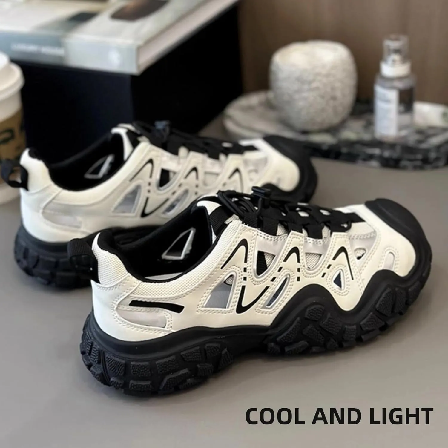 Y2k Platform Chunky Sneakers for Women's Retro Mesh Breathable Aesthetic Summer Casual Walking Shoes for Climbing Hiking