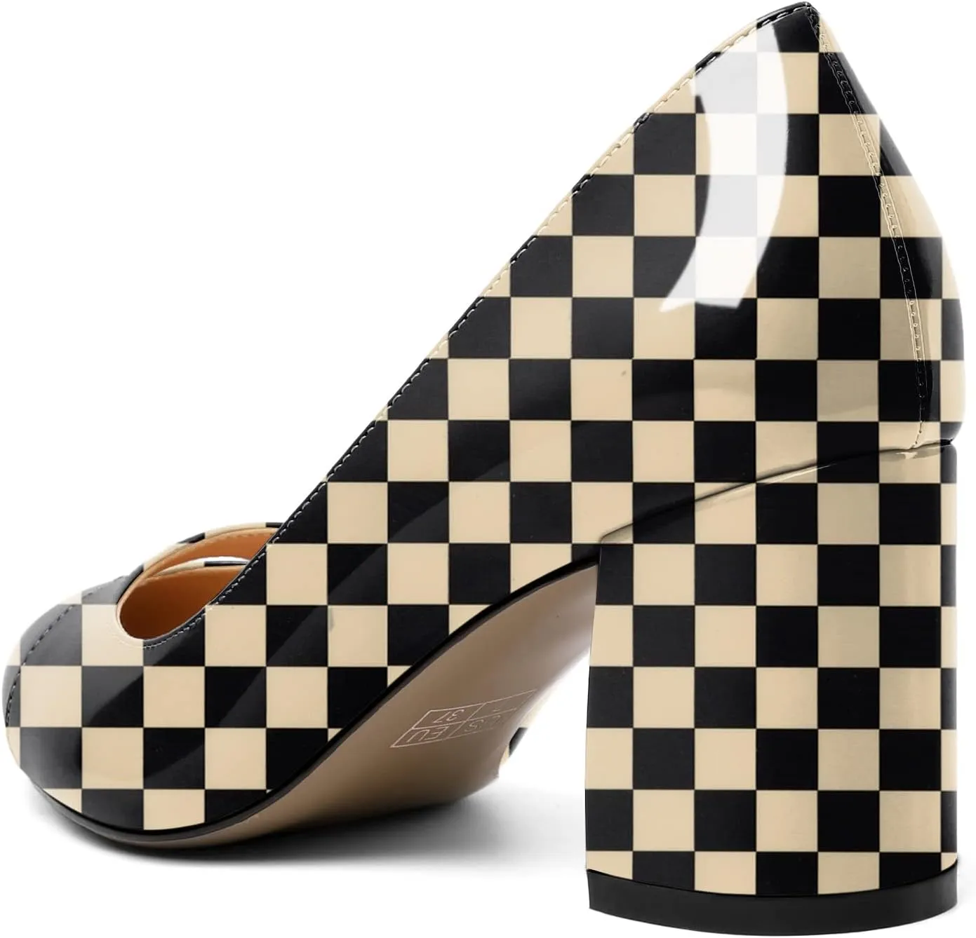 Zamikoo Women's Mid Block Heel Pumps, Pointed Toe Slip On Chunky Heels Ladies Work Office Dress Shoes 2.5 Inches