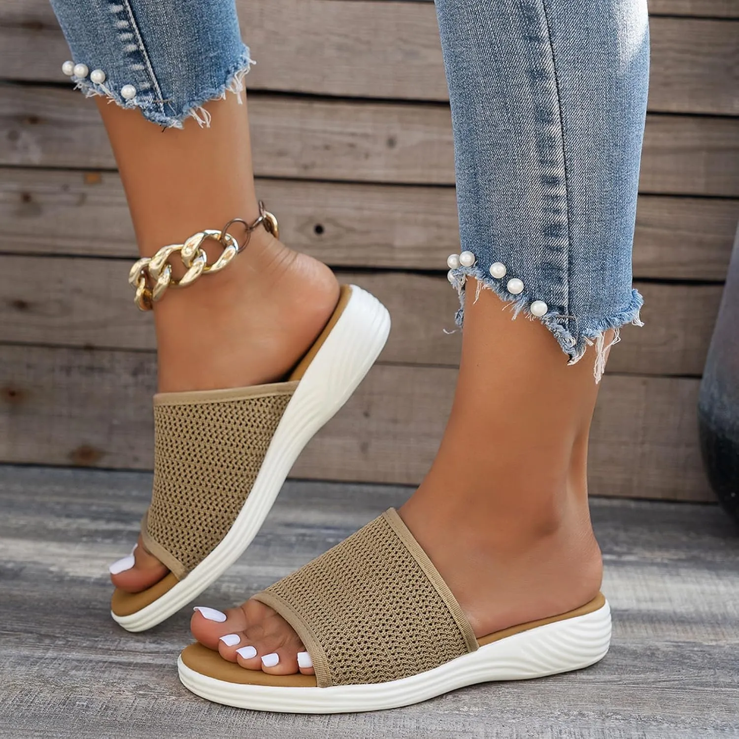 ZSpzx Wedge Sandals For Women 2025,Comfortable Beach Vacation Slippers Cushion Walking Footwear Daily Wear Height Increase Breathable Open Toe Party Dance Summer Casual Shoe Outdoor Slip-On Slides