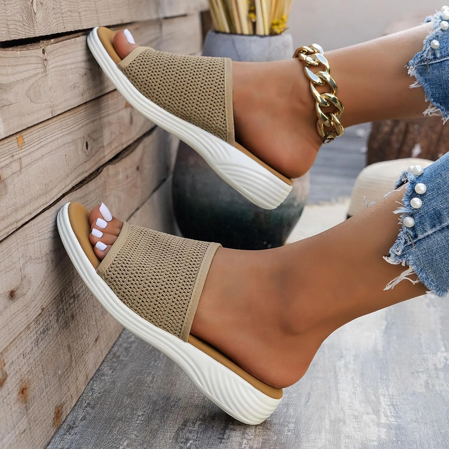 ZSpzx Wedge Sandals For Women 2025,Comfortable Beach Vacation Slippers Cushion Walking Footwear Daily Wear Height Increase Breathable Open Toe Party Dance Summer Casual Shoe Outdoor Slip-On Slides