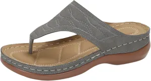 ZSpzx Wedge Sandals For Women 2025,Support Arch Cushion Slippers Non-Slip Fashion Flops Flip Party Dance Dress Breathable Footwear Walking Leather Vacation Comfortable Orthopedic Daily Wear