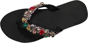 ZSpzx Women Wedge Sandals 2025,Fashion Retro Rhinestone Clip Toe Flip Flops Comfortable Ladies Dress Slip-On Slides Summer Beach Vacation Slippers Breathable Indoor/Outdoor Daily Wear Casual Shoe
