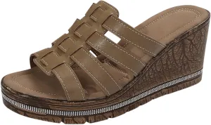 ZSpzx Women Wedge Sandals 2025,Height Increase Casual Shoe Comfortable Ladies Dress Breathable Dance Party Dressy Walking Footwear Soft Cushion Slip-On Slides Daily Wear Indoor/Outdoor