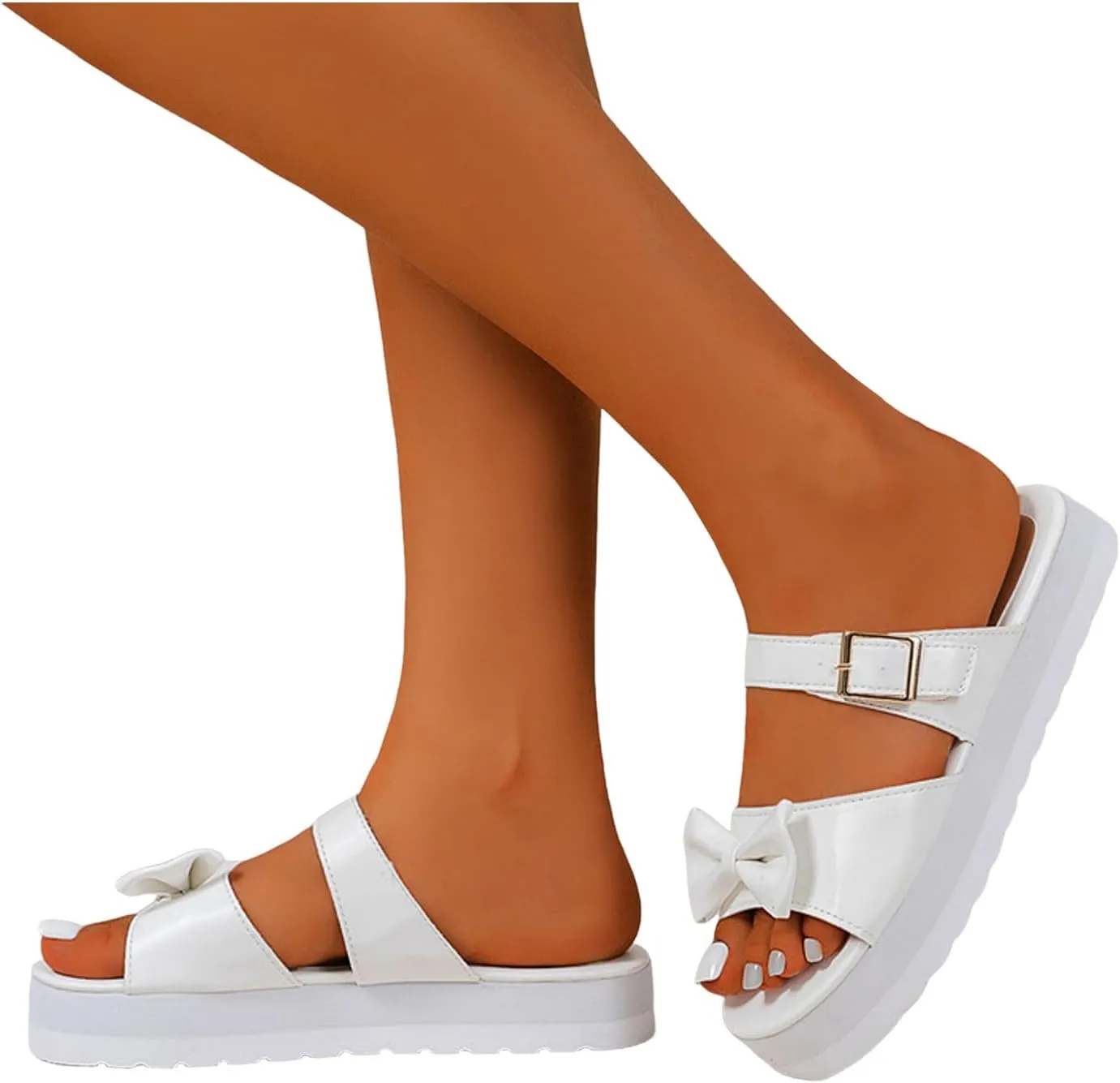 ZSpzx Women Wedge Sandals 2025,Ladies Dress Cute Bow Non-Slip Walking Footwear Breathable Comfortable Indoor/Outdoor Slip-On Casual Shoe Soft Cushion Height Increase Slides Summer Vacation Slippers