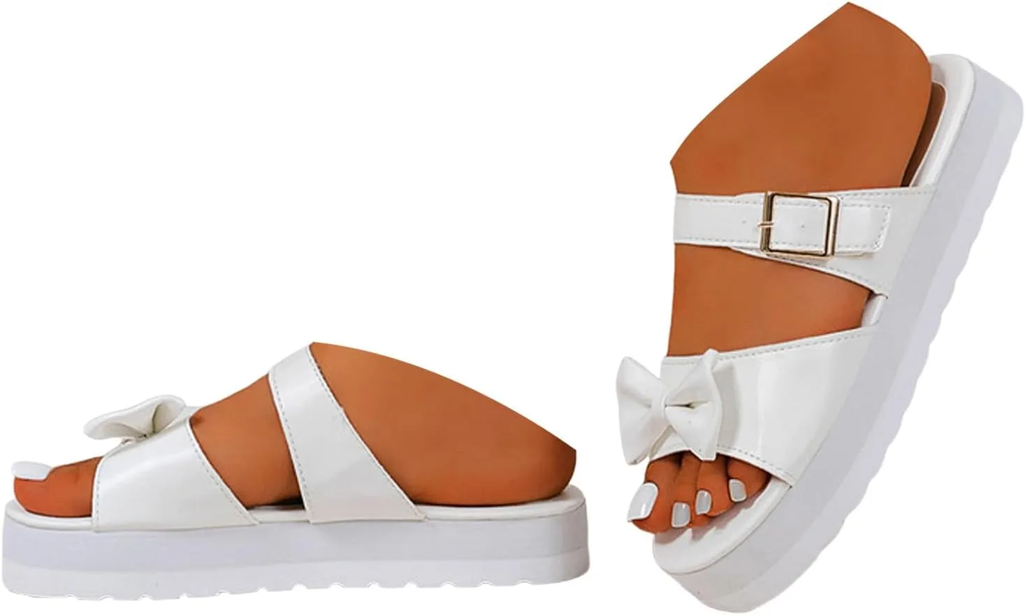ZSpzx Women Wedge Sandals 2025,Ladies Dress Cute Bow Non-Slip Walking Footwear Breathable Comfortable Indoor/Outdoor Slip-On Casual Shoe Soft Cushion Height Increase Slides Summer Vacation Slippers