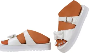 ZSpzx Women Wedge Sandals 2025,Ladies Dress Cute Bow Non-Slip Walking Footwear Breathable Comfortable Indoor/Outdoor Slip-On Casual Shoe Soft Cushion Height Increase Slides Summer Vacation Slippers