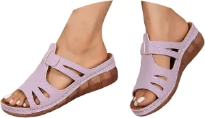 ZSpzx Women Wedge Sandals 2025,Summer Comfortable Beach Vacation Slippers Arch Support Orthopedic Slides Breathable Non-Slip Walking Footwear Indoor/Outdoor Soft Cushion Ladies Dress Casual Shoe