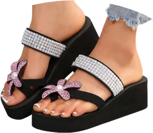 ZSpzx Women Wedge Sandals Breathable Comfortable Non-Slip Walking Footwear Indoor/Outdoor Slip-On Daily Wear Soft Cushion Casual Shoe Summer Fashion Beach Vacation Slippers