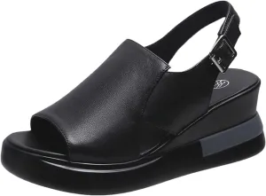 ZSpzx Women Wedge Sandals,Comfortable Ladies Dress Non-Slip Walking Footwear Summer Beach Vacation Slippers Breathable Indoor/Outdoor Slip-On Casual Shoe Fashion Daily Wear Soft Sole Adjustable Buckle