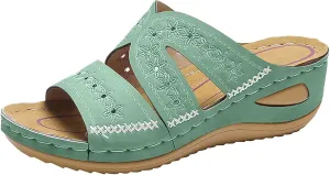 ZSpzx Women Wedge Sandals,Summer Beach Vacation Peep Toe Slippers Comfortable Ladies Dress Non-Slip Walking Footwear Breathable Soft Sole Indoor/Outdoor Slip-On Cushion Daily Wear Casual Shoe