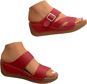 ZSpzx Women's Wedge Heel Sandals Fashion Summer Arch Support Non-Slip Walking Footwear Comfortable Ladies Dress Casual Shoe Breathable Indoor/Outdoor Slip-On Slides Beach Vacation Slippers